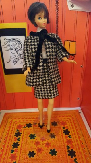 Vintage Barbie Clone Premier Fab - Lu Babs Black White Houndstooth Skirt & Jacket