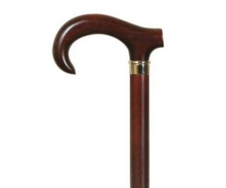 Solid Wood Red Walking Stick Derby Wooden Handle Brass Collar Wood Cane 92 Cm