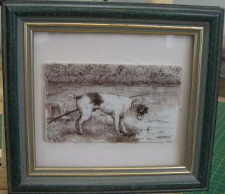 Antique 1888 miniature oil portrait of Jack Russell Terrier initialed C A P 6