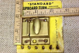1 3/4” Cabinet Cupboard Turn latch catch old brass on tin USA made NOS vintage 2