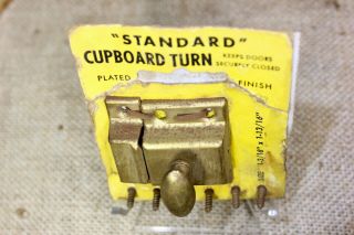 1 3/4” Cabinet Cupboard Turn latch catch old brass on tin USA made NOS vintage 4