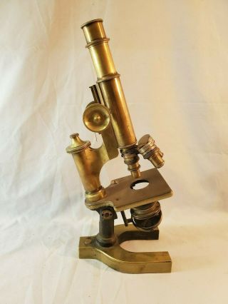 Antique 1c 1905 Bausch & Lomb Brass Grand Continental Model Microscope No Res
