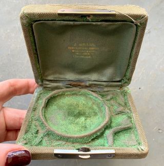 Antique Pocket Watch Box Case Green Velvet Display Made For Watch Victorian