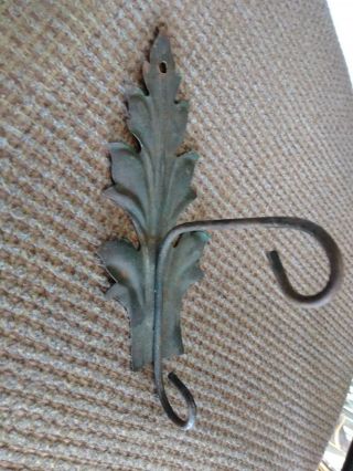 Vintage Antique Metal Acanthus Leaf 8 " Double Wall Hanger Painted Tin Hat Coat?