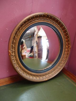 Antique " Atsonea " 16 " Diameter Round Wall Mirror With Convex Glass