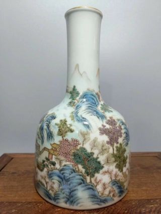 Chinese Old Marked Famille Rose Colored Landscape Pattern Porcelain Vase