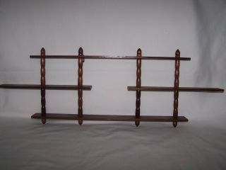 Small Vintage Wood 3 Tier Wall Display Shelf With Spindles 25 " X 7 " Wooden