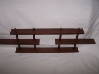 Small Vintage Wood 3 Tier Wall Display Shelf with Spindles 25 
