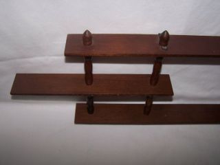 Small Vintage Wood 3 Tier Wall Display Shelf with Spindles 25 