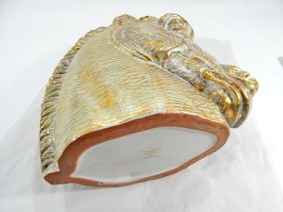 Large Vintage STANGL Art Pottery Antique Gold Horse Head Vase 6
