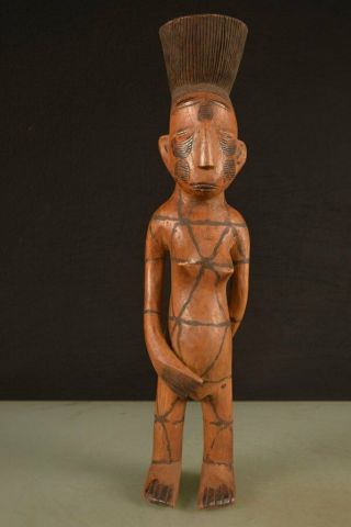 African Old Mangbetu Statue,  Dr Congo Wood Carved 9860
