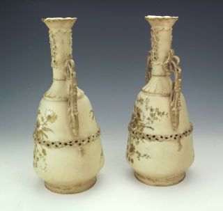 Antique Ernst Wahliss China Pierced Flower Painted Vases - Art Nouveau 2
