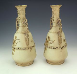 Antique Ernst Wahliss China Pierced Flower Painted Vases - Art Nouveau 4