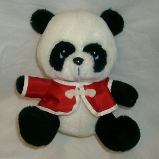 8 " Vintage 1984 White Black Ming Panda Bear Stuffed Animal Plush Toy Applause