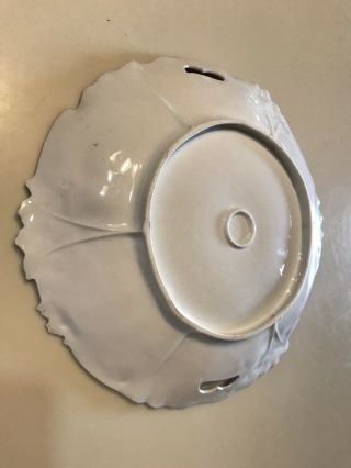 ANTIQUE R.  S.  PRUSSIA LAVENDER FLORAL CAKE PLATE CUT OUT HANDLES UNMARKED 10 