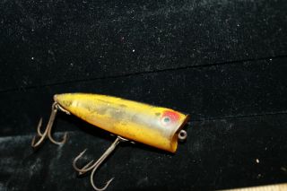 Vintage Heddon Chugger Spook - Perch - 3 inch Yellow Black Red 3