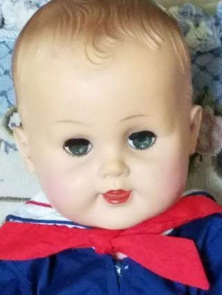 24 " Eegee Molded Hair Baby Boy Large Vintage Doll