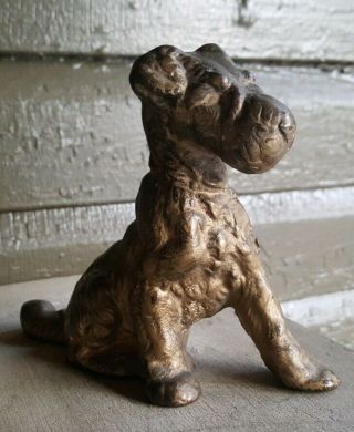 Solid Antique Hubley Cast Iron Fox Terrier Dog Art Statue Sculpture Doorstop