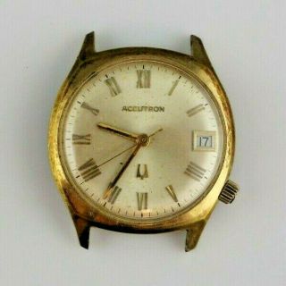 Vintage Mens Bulova Accutron Swiss Wrist Watch 218 D 10kt Gf Case