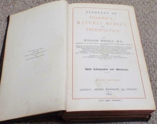 Pharmacy Materia Medica And Therapeutics Antique 1892 Book By William Whitla