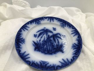 Antique Flow Blue Bamboo 1845 Dinner Plate Pre - Owned