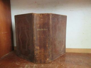 Antique BIBLE Full Leather Book 1861 OLD / TESTAMENTS FINE BINDING CIVIL WAR 3