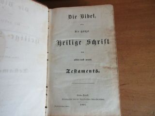 Antique BIBLE Full Leather Book 1861 OLD / TESTAMENTS FINE BINDING CIVIL WAR 7