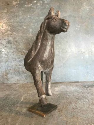 Vintage Hand Carved Decorative Wooden Horse Pony Figure Sculpture Stand