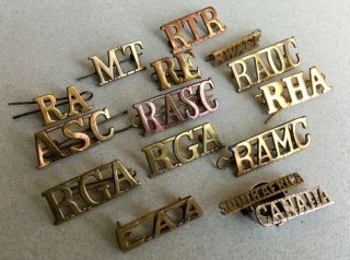 15 X Antique Military Shoulder Titles British & Commonwealth Badges Metal Wwi Ww