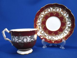 Aynsley Bone China Red & Gold Gorgeous Cup & Saucer Set