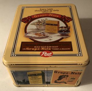 Vintage Post Grape Nuts Collectible Metal Tin Retro Antique Look Cereal