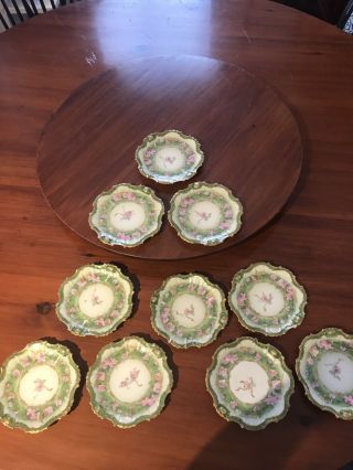 10 Rare Antique Coiffe Ls&s Limoges 6 " Plates Green Gold 1891 - 1914