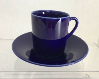 Demitasse Cup & Saucer Cobalt Blue High Gloss Finish 3” Tall Unmarked