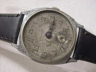 Vintage Large Antique Pre 1920 Art Deco Windsor Jagot Engraved Mens Watch