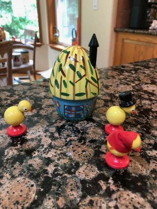 Vintage Polish Counting Nesting Doll House With Chickens,  Complete Set Of 4