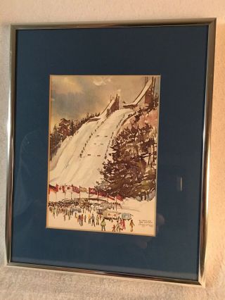 Cecile Johnson Vintage 1980 Lake Placid Olympics 90 Meter Ski Jump Framed Print