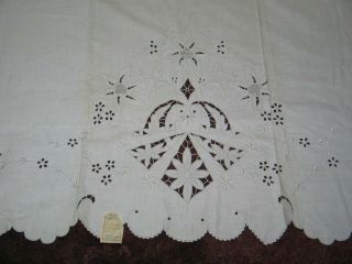 Antique Madeira Hand Embroidered Bed Sheet Quilt Blanket Cover Orig Label