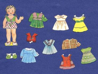 2 X Set Of 11 Old Vintage Paper Cut Out Doll,  Dresses,  Shoes Handmade Set