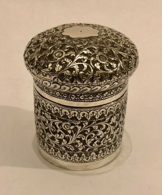 Exquisite Antique Islamic Indian Cutch/ Kutch Solid Silver Box/ Tea Caddy