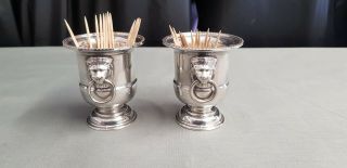 A Elegant Vintage Silver Plated Cocktail Stick Holders.  Very Ornate.