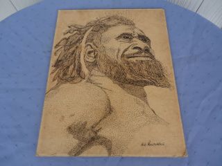 Vintage Pen & Ink Drawing Australia Aboriginal Man Bob Rosewarne