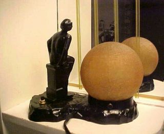Rare Art Deco 1920 ' s Modernistic Lady Metal Lamp w Ball Shade - Frankart Era 5