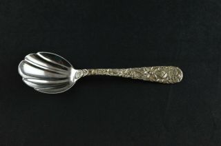 S Kirk & Son Repousse Sterling Silver Small Sugar Shell Spoon - 4 - 1/4 "