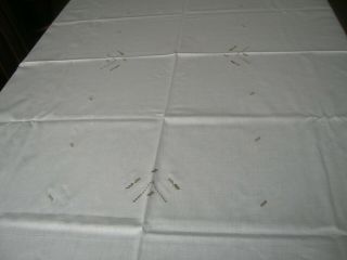 VINTAGE LINEN TABLECLOTH just washed to freshen it up,  12 napkins 5