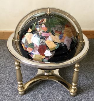 Black Large Semi Precious Stone Globe - Quite Rare Colour