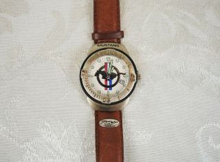 Vintage Jewelry Wrist Watch Officially Licensed Ford Mustang Leather Band 2