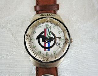 Vintage Jewelry Wrist Watch Officially Licensed Ford Mustang Leather Band 3