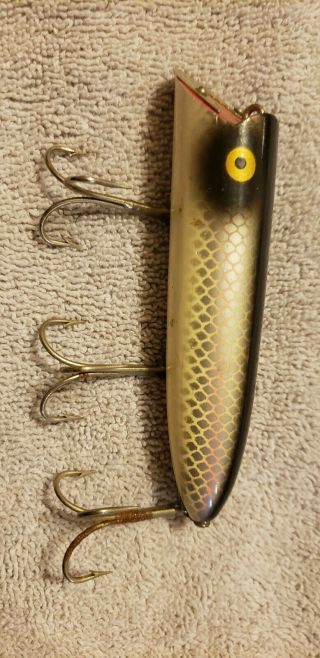 Vintage Heddon Salmon Basser Fishing Lure Shiner Painted Eyes