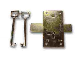 Brass Pltd Surface Mnt Lock W/ 2 Keys 1 1/2 " Wide X 3 " Tall X 3/8 " Deep,  K41 - 20