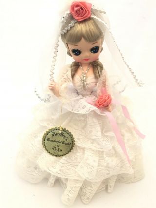 Vintage 14” Bradley’s Wonderful World Big Eye Bride Doll Korea Lace Belle Pose